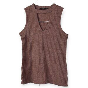 Pinc Top S Womens Pink Blush Cutout Sleeveless Ribbed Polyester Blend Stretch